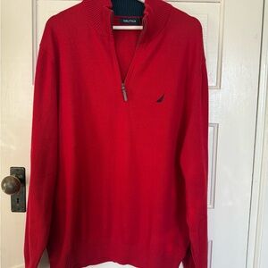 Nautica Men's Quarter Zip Red Sweater